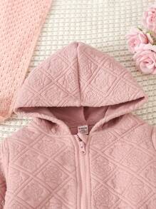 Baby Girl Zip Up Hooded Jacket & Flare Leg Pants - Baby Pink - View 7