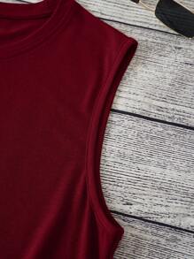 SHEIN EZwear Top tank con estampado de letra - Burdeos - Ver 3