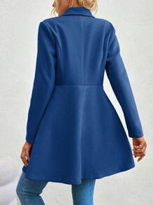 SHEIN Privé Waterfall Collar Double Button Overcoat - Royal Blue - View 2