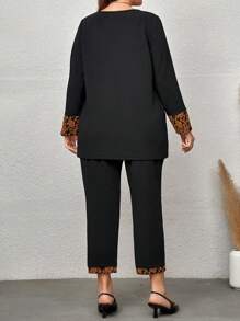 EMERY ROSE 大碼印花T恤和褲子 - 黑與白 - 查看 2