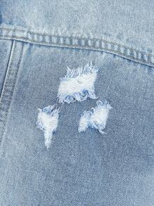 男小童破洞翻蓋口袋牛仔夾克不帶T恤 - 中等水洗藍 - 查看 7
