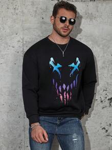 Manfinity LEGND Men Plus Graphic Print Sweatshirt - Black - View 1