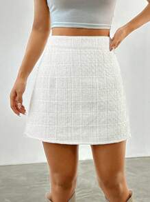 SHEIN EZwear Solid Zip Back Straight Skirt