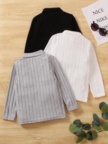 SHEIN 男小童3入組高領條紋針織T恤 - 彩色 - 查看 2