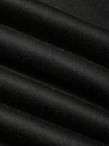 年輕女孩們標語圖案落肩袖運動衫 - 黑色 - 查看 4