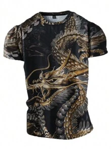 Manfinity LEGND 男士大码龍印花T恤 - 彩色 - 查看 3