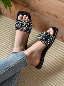 Sandalias planas de mujeres - Blanco - Ver 2