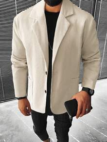 Manfinity Mode Nam Cổ bẻ Túi Kép Nút phía trước Áo vest - Màu be - Xem 4