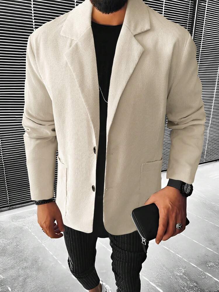 Manfinity Mode Nam Cổ bẻ Túi Kép Nút phía trước Áo vest - Màu be - Xem 4