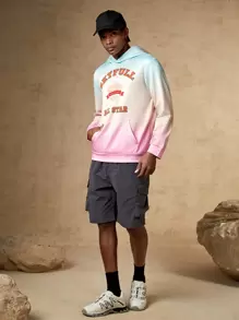 In My Nature 男士字母圖案袋鼠口袋漸層連帽衫 - 彩色 - 查看 3