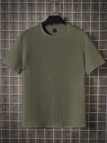 GENTILAND Nam Chất rắn Vòng cổ Áo thun - xanh quân đội - Xem 1