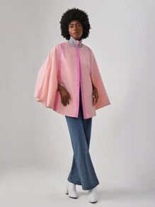 Clothing That Speaks 撞色滾邊斗篷袖斗篷外套 - 粉色 - 查看 3