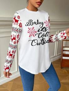 SHEIN Essnce Camiseta con estampado de slogan - Blanco - Ver 4