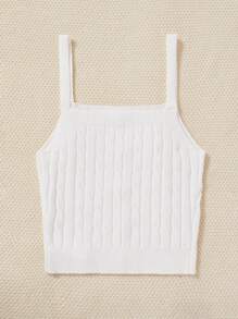 SHEIN MOD 前紐扣麻花編織上衣 - 白色 - 查看 2