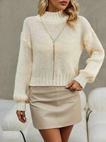 SHEIN Clasi Jersey de cuello alto de hombros caídos
