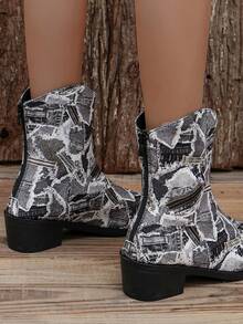 Women's Grey Western Style Cowboy Boots - Light Grey - View 3