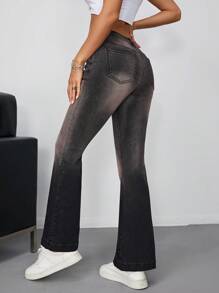 SHEIN EZwear Jeans de pierna amplia talle bajo