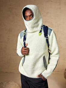 In My Nature 男士織帶拼接連帽絨毛運動衫