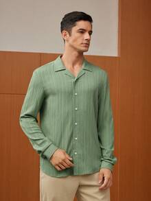 GENTILAND Men Solid Button Front Shirt - Green - View 3