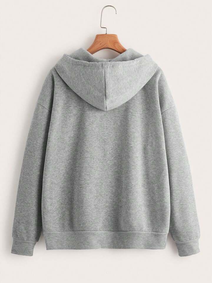 Solid Zip Up Drawstring Thermal Lined Hoodie | SHEIN USA