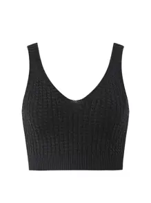 SHEIN Unity Solid Crop Knit Top - Multicolor - View 7