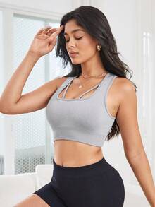 SHEIN Yoga Basic 鏤空露背運動型胸罩 - 彩色 - 查看 6