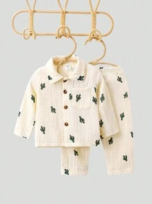 SHEIN Baby Boy Cactus Print Shirt & Pants