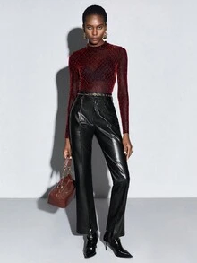 Maija 透視網紗連身背心不附胸罩 - 黑色 - 查看 4