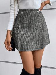 Uhlyne Uhlyne High Waist Button Detail A-line Skirt