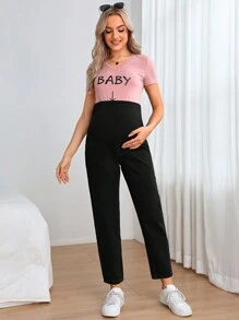 SHEIN Maternity Adjustable Waist Straight Leg Jeans