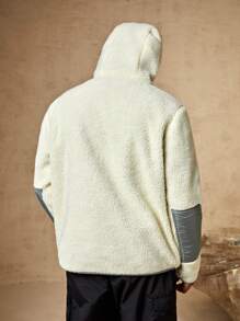 In My Nature 男士織帶拼接連帽絨毛運動衫