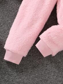 SHEIN 女小童卡通刺繡荷葉邊絨毛衛衣和褲子和包