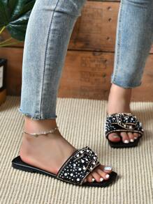 Sandalias planas de mujeres - Blanco - Ver 4