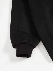 SHEIN Coolane Letter Graphic Drop Shoulder Hoodie - Black - View 5