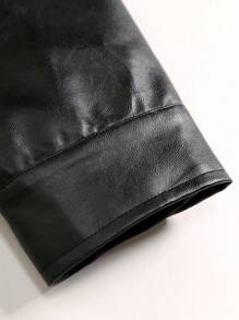 Manfinity Homme Hombres Cazadora con bolsillo con solapa PU - Negro - Ver 3