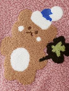 SHEIN 女小童熊植絨絨毛運動衫 - 粉色 - 查看 6