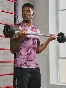 Áo ba lỗ thể thao họa tiết nhuộm cà vạt cho nam - Màu Đỏ Sâu - Xem 3