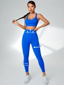 Core Rhythm 纯色运动胸罩和紧身裤 女士健身套装 女士紧身裤套装