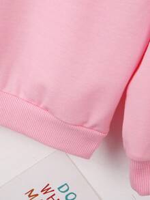 SHEIN 年輕女孩們卡通圖案運動衫 - 粉色 - 查看 3