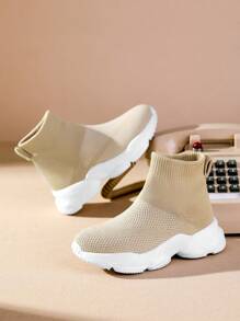 Breathable Mesh Sneakers For Kids' Casual And Sports Wear - Khaki - View 4