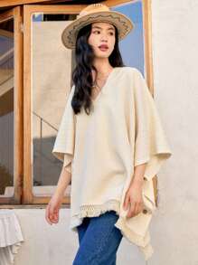 DAZY 流苏装饰蝙蝠袖罩衫夏季、海滩女士服装