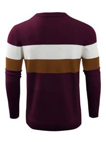 Manfinity Homme Men Color Block Sweater - Burgundy - View 2