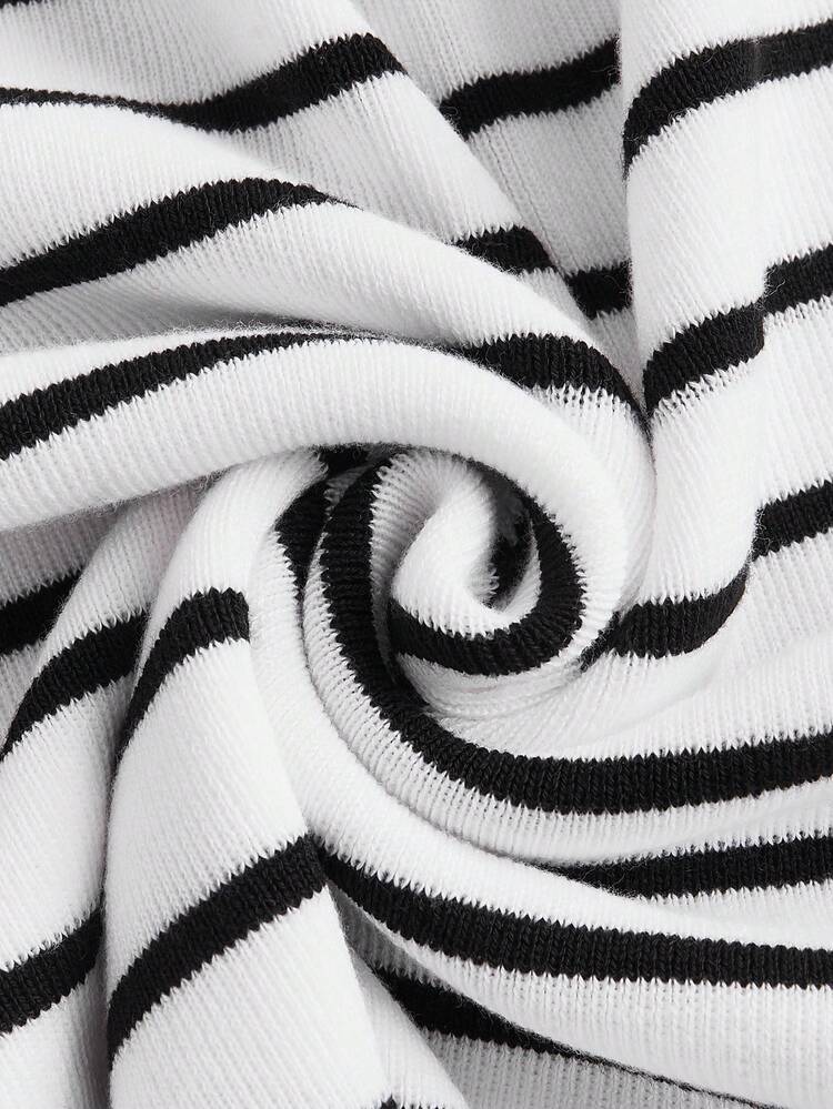 Plus Striped Pattern Drop Shoulder Sweater