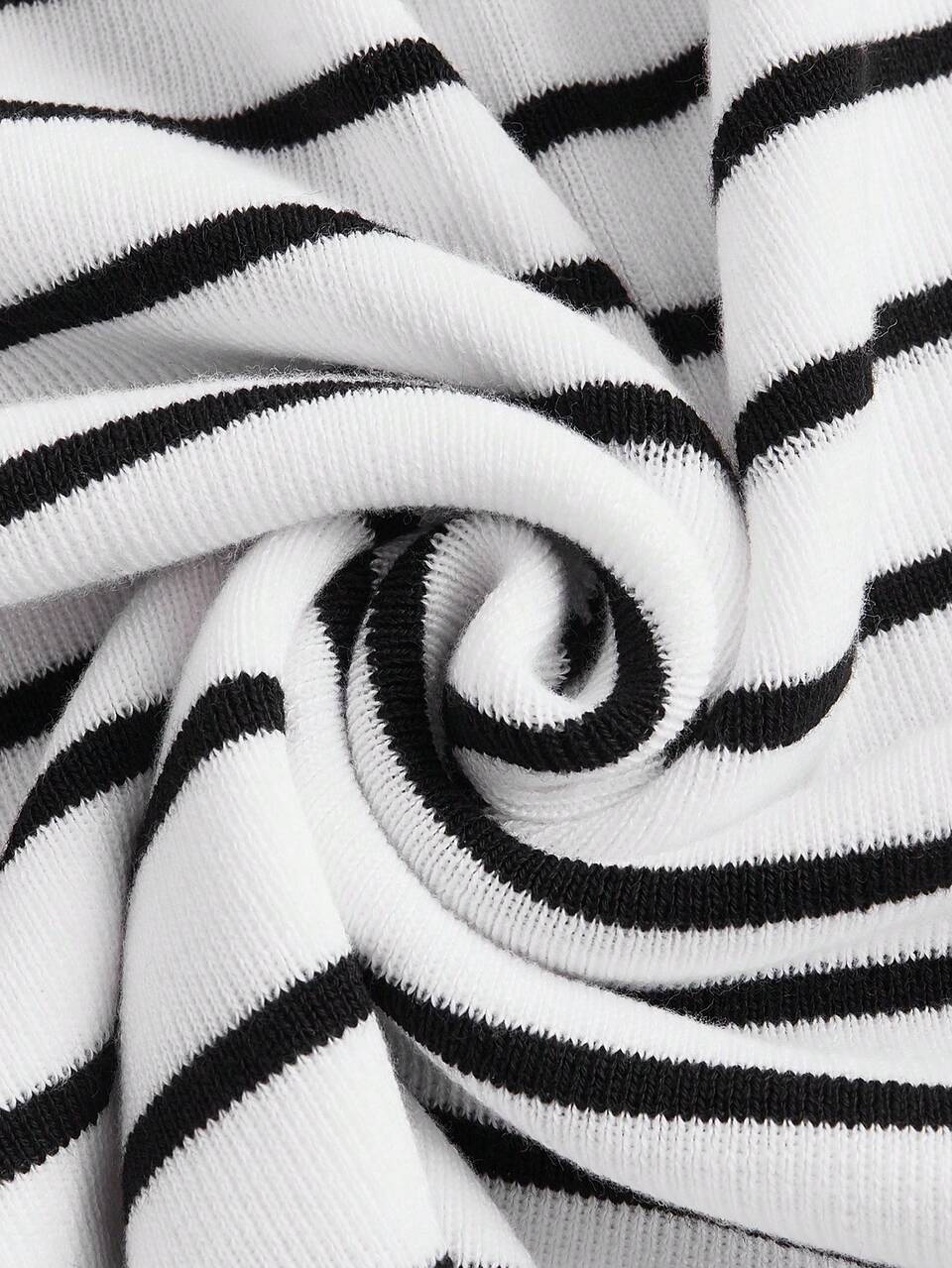 Plus Striped Pattern Drop Shoulder Sweater