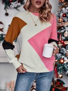 SHEIN LUNE Khối màu Thả vai Áo len - Nhiều màu - Xem 5