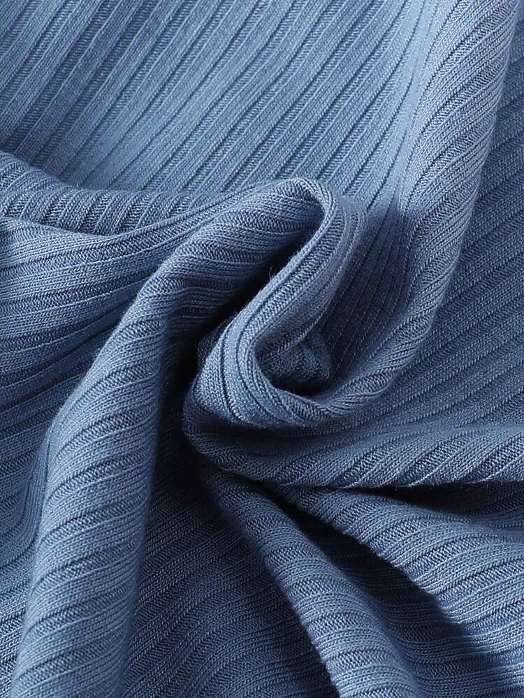 SHEIN Cô Gái Trẻ In hoa Ditsy Cổ áo tương phản Đầm & Áo khoác - Màu xanh nhạt - Xem 5