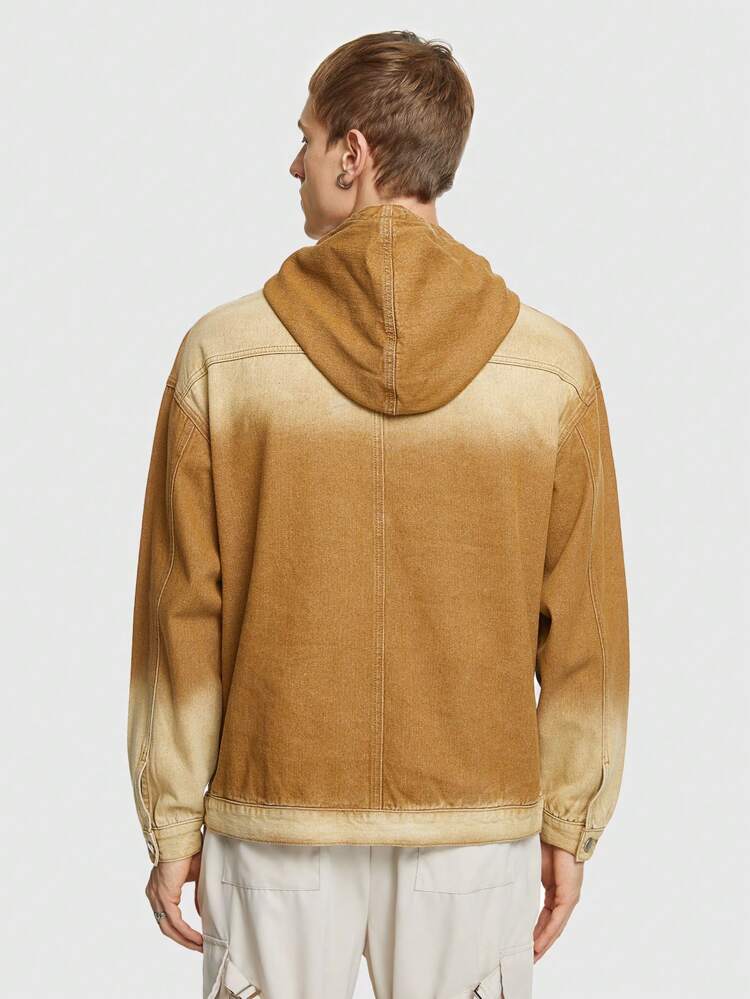 Men's Hooded Denim Jacket With Letter Print