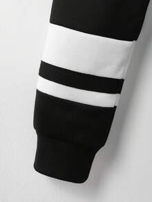 Manfinity Hypemode Men Letter Graphic Drawstring Hoodie & Sweatpants - Black - View 4