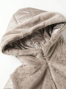 Astrid Plus Zip Up Hooded Padded Coat - Camel - View 8