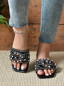 Sandalias planas de mujeres - Blanco - Ver 3